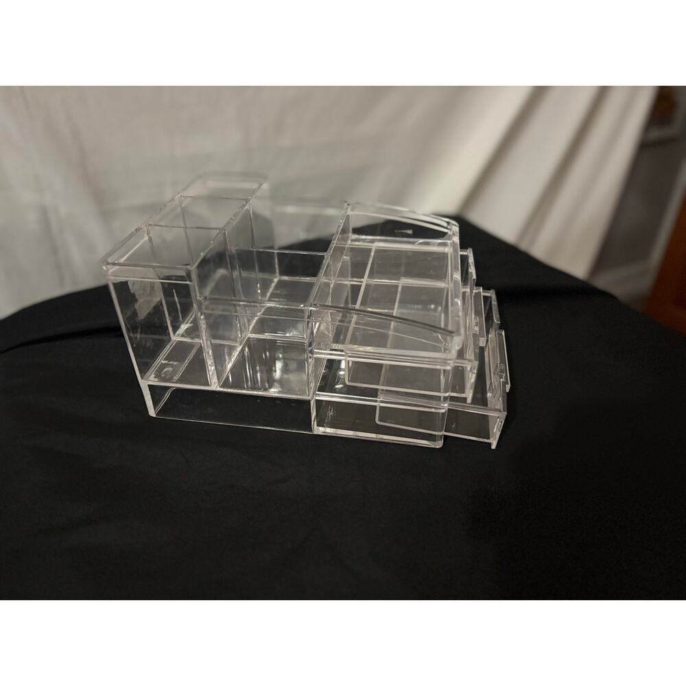 Clear Acrylic Makeup Organizer Cosmetic Skincare Display 2 Drawers